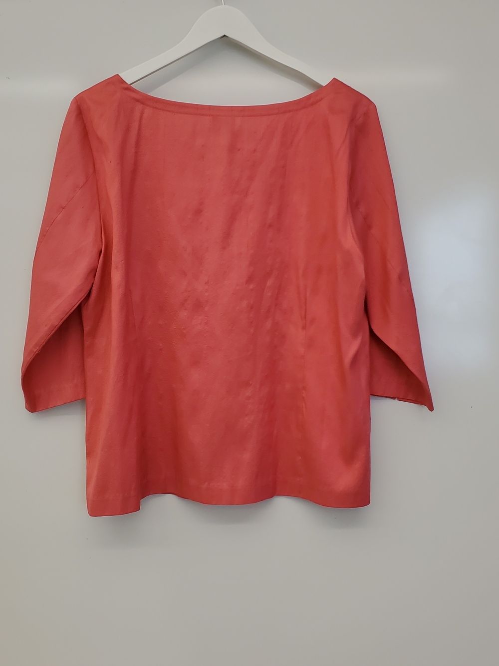 EILEEN FISHER Coral Button-Front Silk Blend Top Large - Picture 4 of 8